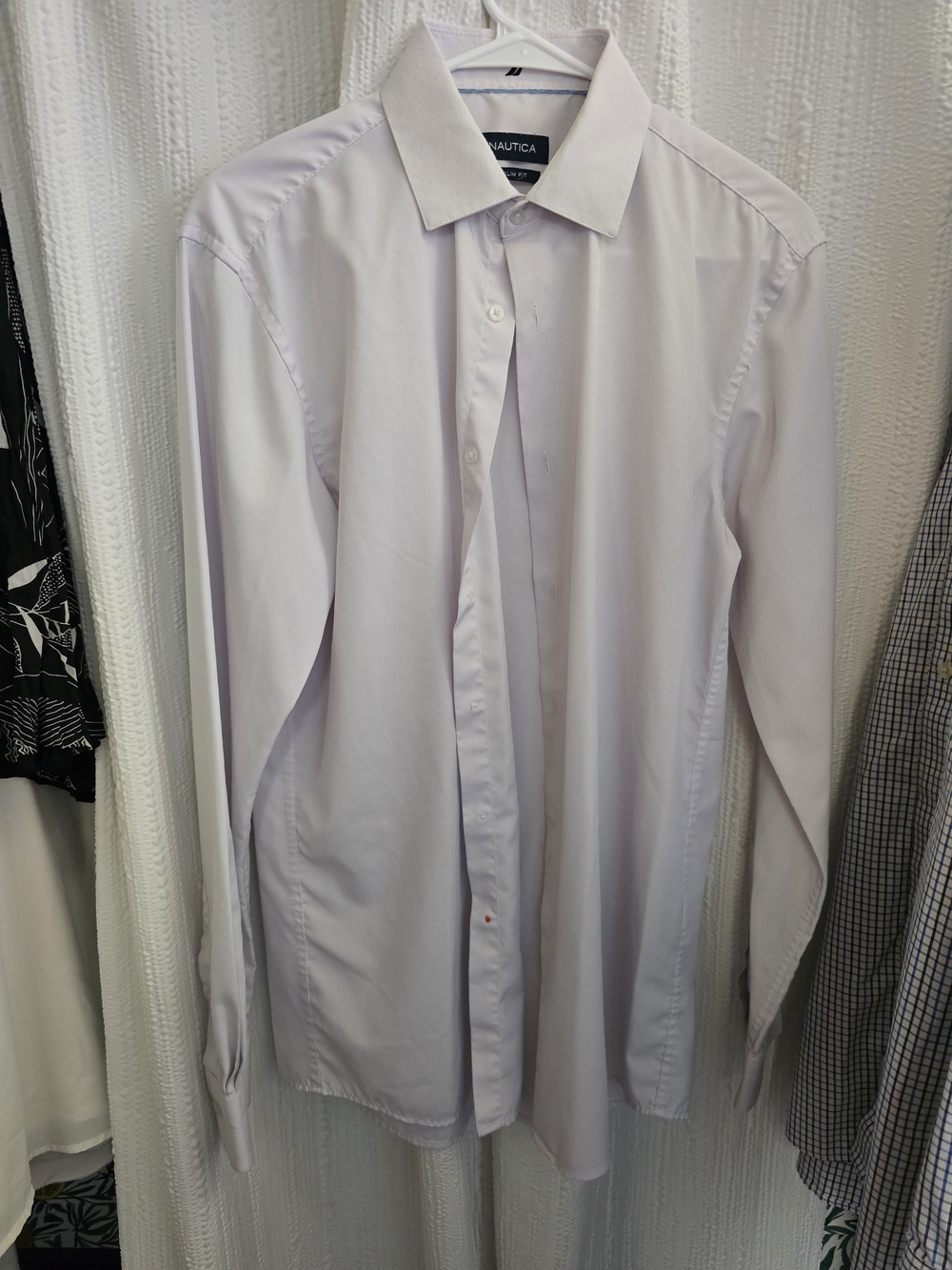Nautica Men's M Light Grayish Lavender Dress Shirt - Spread Collar
